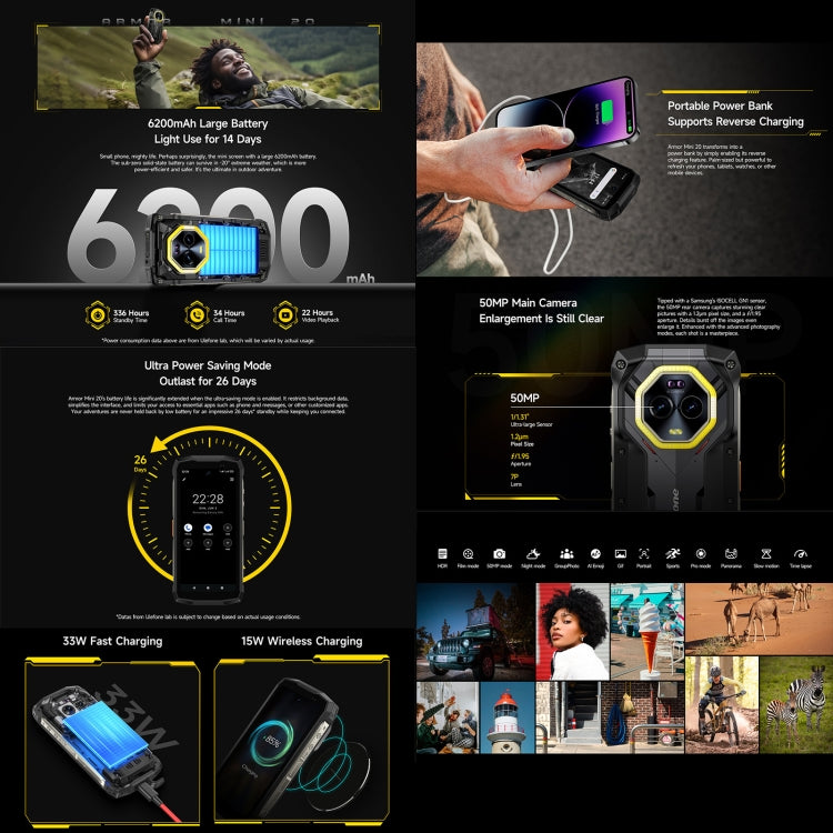Ulefone Armor Mini 20, Night Vision, 8GB+256GB, IP68/IP69K Rugged Phone, 4.7 inch Android 14 MediaTek Dimensity 6300 Octa Core, Network: 4G, NFC, OTG Ulefone Armor Mini 20, Night Vision, 8GB+256GB, IP68/IP69K Rugged Phone, 4.7 inch Android 14 MediaTek Dimensity 6300 Octa Core, Network: 4G, NFC, OTG
